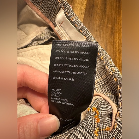 Anthropologie Roma Chenille Plaid Crop Trouser size 8 Petite - Picture 4 of 7